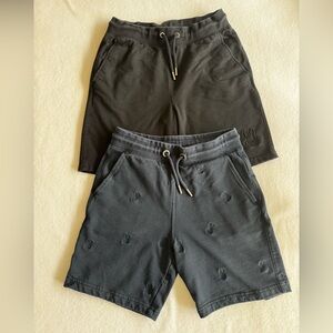 Psycho Bunny (2pair) Boys Black & Navy Sweat Shorts Drawstring Skull Bones Logo